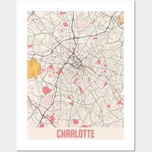 Charlotte - North Carolina Chalk City Map Posters and Art